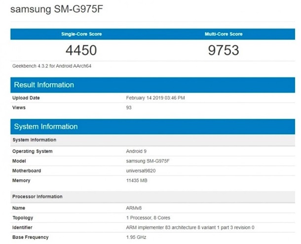Появились результаты тестов флагмана Galaxy S10