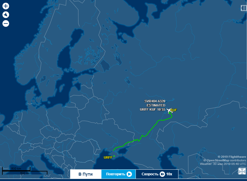 Российский самолет засекли в небе над Украиной: карта полета