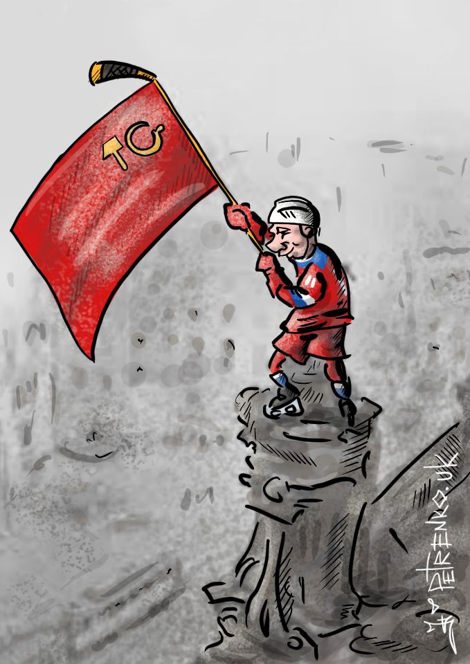 «Спасибо деду за победу»: хоккейный «триумф» Путина изобразили меткой карикатурой